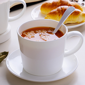 燕麦早餐杯带盖勺酸奶杯陶瓷大容量白色牛奶釉下彩马克杯子可微波