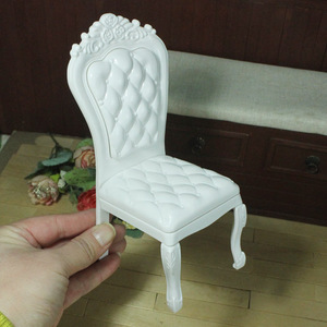 迷你白色欧式椅子 座椅靠背玫瑰雕花 6分BJD娃娃用娃屋小布家具