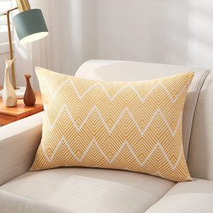 抱枕套不含芯长方形沙发靠垫套棉麻北欧简约现代黄色大靠枕套定制