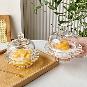 中式燕窝盅银耳碗玻璃带盖透明精致高级家用水果点心甜品碗小汤盅
