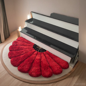 扇形地毯卧室床边毯床前床头榻榻米 房间家用可爱现代简约长毛绒