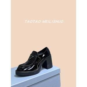 【TAOTAO MEILISHUO】真香啊~~高跟鞋女英伦风粗跟系带一脚蹬皮鞋