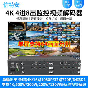 4K八路4进8出HDMI网络监控视频解码矩阵处理器64分割兼容海康大华