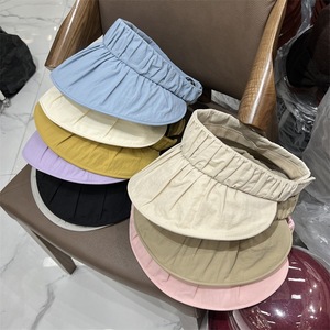 韩版褶皱大帽檐UV防晒空顶帽时尚可卷起便携出游夏季户外遮阳帽子