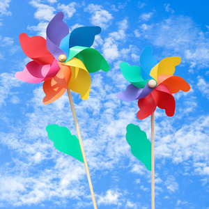 风车装饰七彩户外木杆旋转幼儿园塑料儿童手拿大号风车玩具包邮
