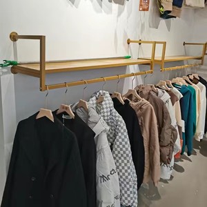 加粗方管服装店展示架挂板上墙挂衣架女装店挂架侧挂壁挂式金色架