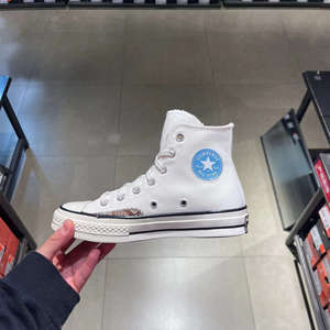 匡威CONVERSE 1970S白色蓝标刺绣补丁帆布鞋A04500c