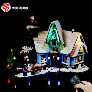 适用乐高10293圣诞老人驾到冬季村庄雪屋拼装遥控LED灯光积木灯饰
