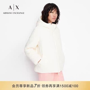 Armani Exchange阿玛尼AX女装2022冬季保暖舒适白色女士外套