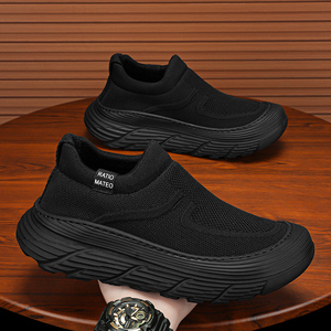 男鞋夏季2024新款网面透气休闲运动鞋男士黑色轮胎底耐磨增高潮鞋