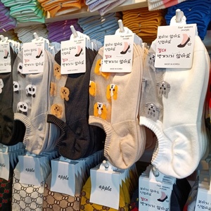 韩国东大门女船袜超薄网纱水晶丝袜卡通可爱小动物隐形防滑袜I074