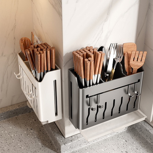 不锈钢筷子筒壁挂式筷笼篓勺子收纳盒新款沥水厨房家用置物架台面