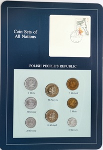 波兰8枚全套硬币 1975--1985年 富兰克林封装带邮票