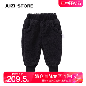 JUZI STORE童装棉花绒下装双层加厚保暖长裤中性男女童1040409