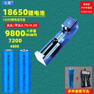 18650锂电池大容量3.7/4.2v强光手电筒头灯小风扇唱戏14500充电器