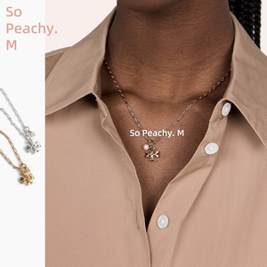 So Peachy M 欧美设计师小众春夏锁链褶皱双t短款琉璃珍珠tb项链