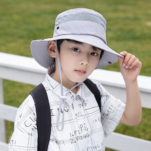 儿童夏季防晒帽男女童纯色薄款网眼可折叠大檐防水防紫外线遮阳帽