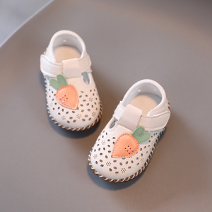 婴儿宝宝鞋2024新款防滑透气学步鞋软底鞋牛筋底小皮鞋镂空1一2岁