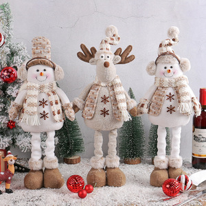 短腿雪人公仔客厅沙发家居装饰品2023暖棕针织毛绒玩偶娃娃圣诞节