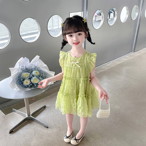 女童夏装连衣裙2024新款洋气儿童装夏季韩版裙子女宝宝甜美公主裙