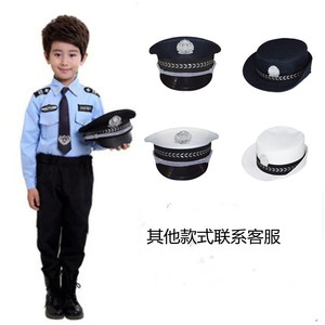 儿童大盖帽警察服帽幼儿园男女童小交警帽警察帽子黑猫警长大檐帽