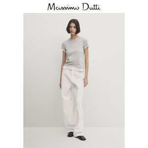 春夏新品 Massimo Dutti2024女装休闲简约风百搭灰假两件纯棉短袖圆领T恤 06210755812