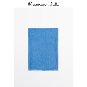 春夏新品 Massimo Dutti 2024女士配件 蓝色轻薄舒适纯亚麻长围巾 06326725420