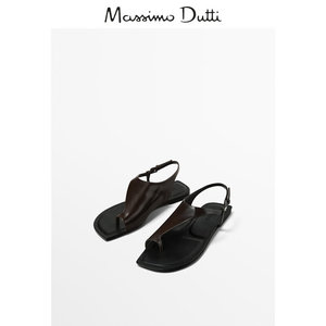 【限量系列】Massimo Dutti 女鞋 2024春夏新品 棕色不对称平底凉鞋11706350700