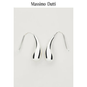 夏季新品 Massimo Dutti 2024女士配件 时尚百搭简约银色水滴型钩状耳环 04605805808