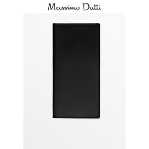 春夏新品 Massimo Dutti 男士配件 2024新款 黑色加长竖款真皮卡包钱包 01660464800