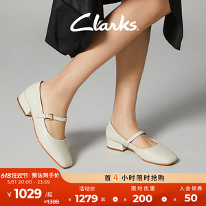 Clarks其乐赛伦女鞋单鞋2024春款玛丽珍女鞋方跟皮鞋婚鞋