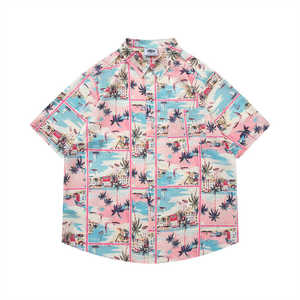 夏威夷风海岛旅行复古椰树满印花短袖衬衫男女夏季沙滩花衬衣合集