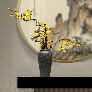 新中式陶瓷花瓶禅意摆件现代家居客厅玄关桌电视柜仿真腊梅花装饰