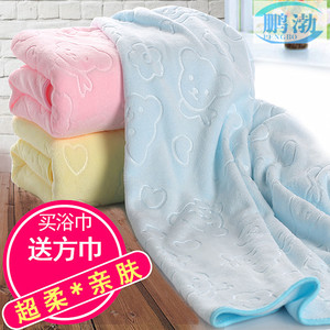 宝宝加大浴巾新生儿洗澡比纯棉纱布柔软吸水加厚婴儿童毛巾被盖毯