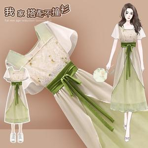 新中式国风女装夏款汉元素古装改良版仙女汉服超仙宋制唐装连衣裙