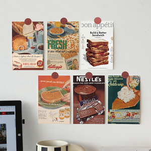 ins美式复古美食海报卡片面包咖啡店墙贴墙面装饰宿舍房间背景
