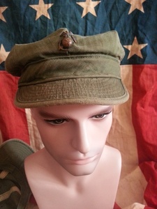 大号二战美军军版原品海军陆战队P44HBT人字布橄榄绿色八角帽子