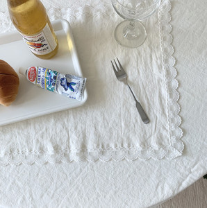 韩国直邮 ins博主款法式简约白色蕾丝小清新餐垫桌布野餐布装饰布