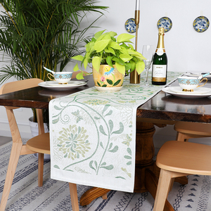 瑞典Ekelund 欧雅桌旗美式绿色清新台布欧式高档奢华茶几餐桌布艺