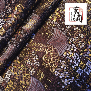 铁树扇子和风西阵织金襕织物织锦缎布料金丝高档面料工艺品笔袋