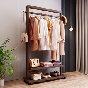 挂衣架落地卧室简易置衣架子可移动室内家用挂衣服民宿实木衣帽架