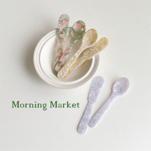 Morning Market 浪漫花纹奶油琥珀色 法式甜品勺 咖啡勺 黄油刀