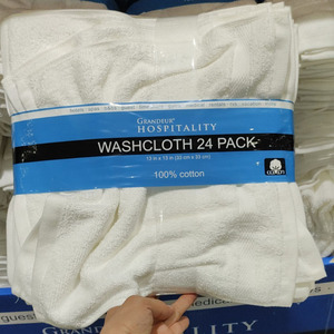 Costco代购印度产GRANDEUR商用白色纯棉方巾/浴巾/毛巾纯色厚实
