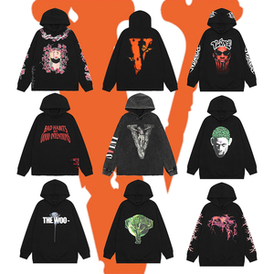 2023ss vlone FOG藤原浩联名水洗做旧破环宽松秋冬美式连帽衫卫衣