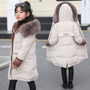 女童棉衣2023新款韩版羽绒棉服中大童儿童中长款棉袄洋气加厚外套