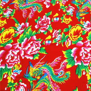 全棉东北大花布红色牡丹凤凰床上用品床单被面纱布发纯棉斜纹布