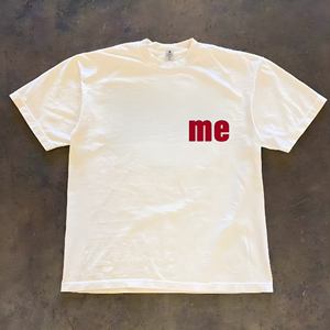 MOFBA偏宽松短袖T恤个性原创重磅欧美红色ME字母印花情侣款半截袖