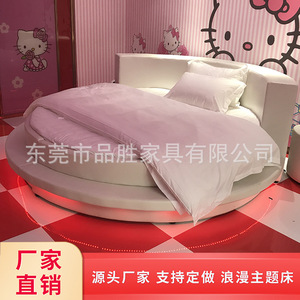 双人现代公主电动情趣床酒店大圆床浪漫主题简约时尚婚床私人公寓