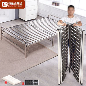 加厚304不锈钢折叠床112米15家用可以收的活动单人床双人床架304