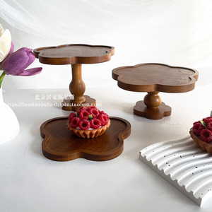 实木中式甜品台展示架蛋糕盘高脚盘百日宴婚庆派对布置装饰摆件